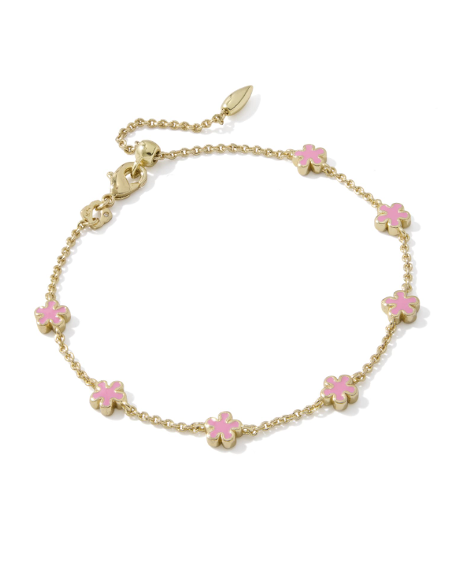 Gold Plated Jane Delicate Chain Bracelet in Dark Pink Enamel by Kendra Scott