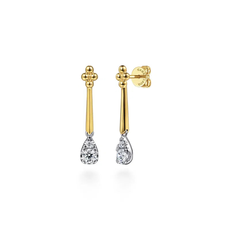 14K W/ YG Bujukan Clover & Diamond Pear Drop Earrings by Gabriel NY Main image