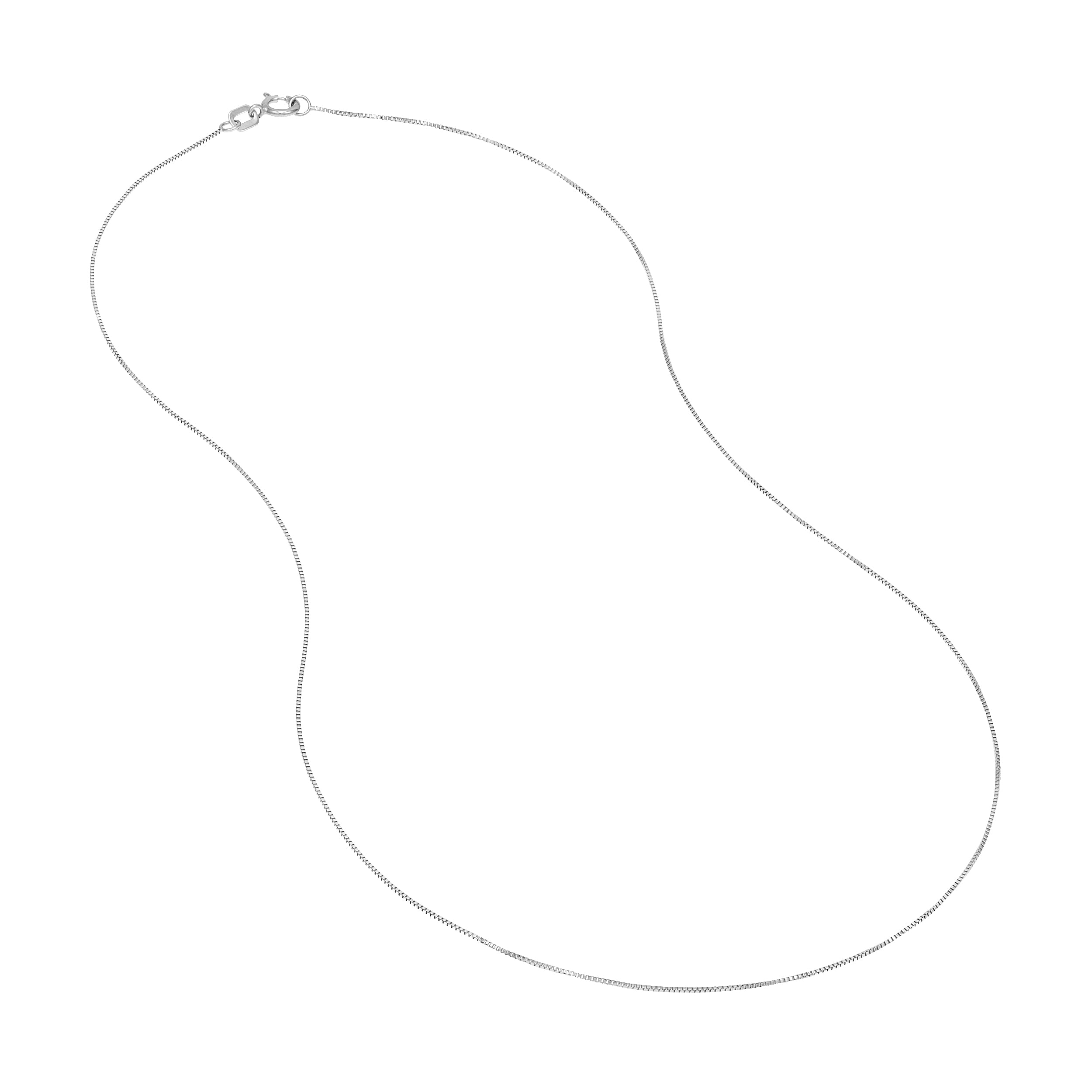 Sterling Silver 0.6mm Box Chain with Spring Ring, 18"