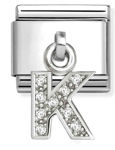 Stainless Steel & Sterling Silver Letter K Initial Dangle Charm