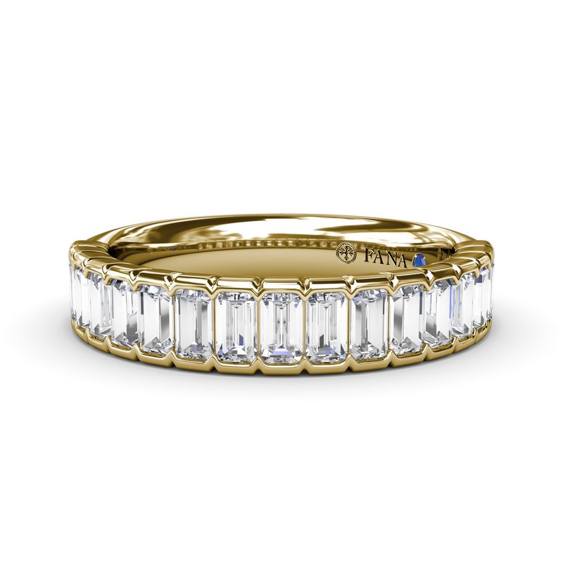 14K YG Half Bezel Baguette Diamond Wedding Band by Fana Main image