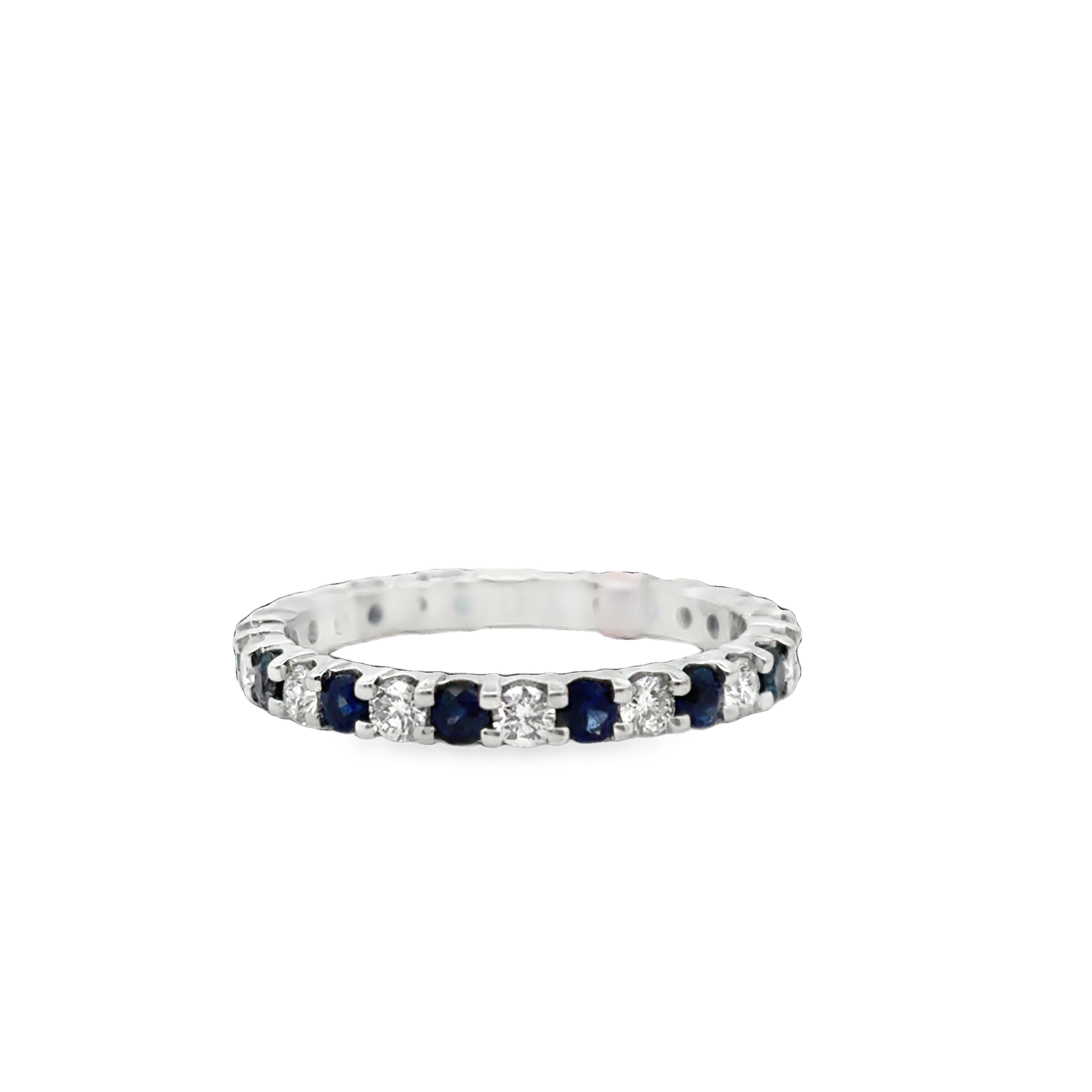 18K WG Round Diamond and Sapphire Eternity Band 13 rd dia=1/2cttw 13 Rd sapph