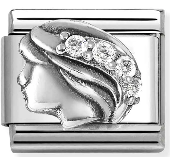 Stainless Steel & Sterling Silver Virgo Zodiac Charm with CZ