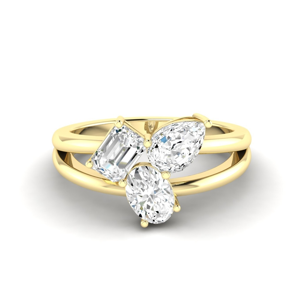14K Yellow Gold Multi Shape Lab Diamond Cluster Ring by Everlee