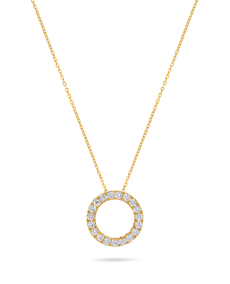 14K Yellow Gold 1/2cttw Diamon Open Circle Pendant Necklace Main image