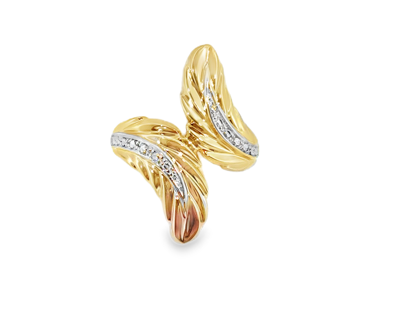 10K Two-Tone Bypass Wing Shape Ring *Estate Item Sold as is, Final Sale* Main image