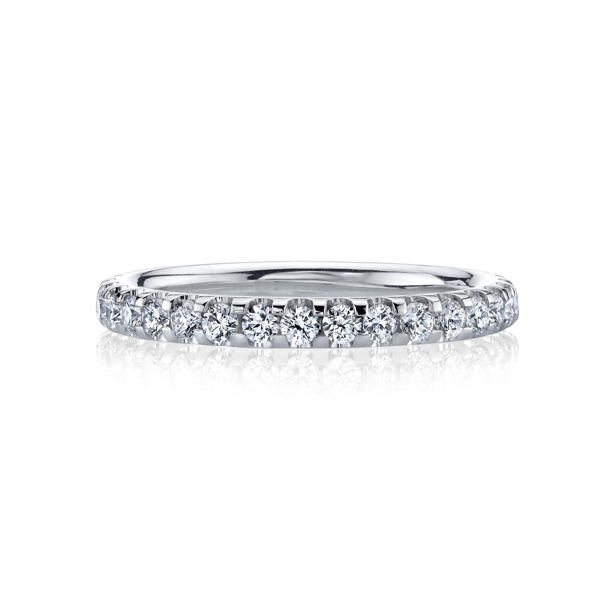 18K White Gold Diamond Micro U-Prong Wedding Band by Joshua J