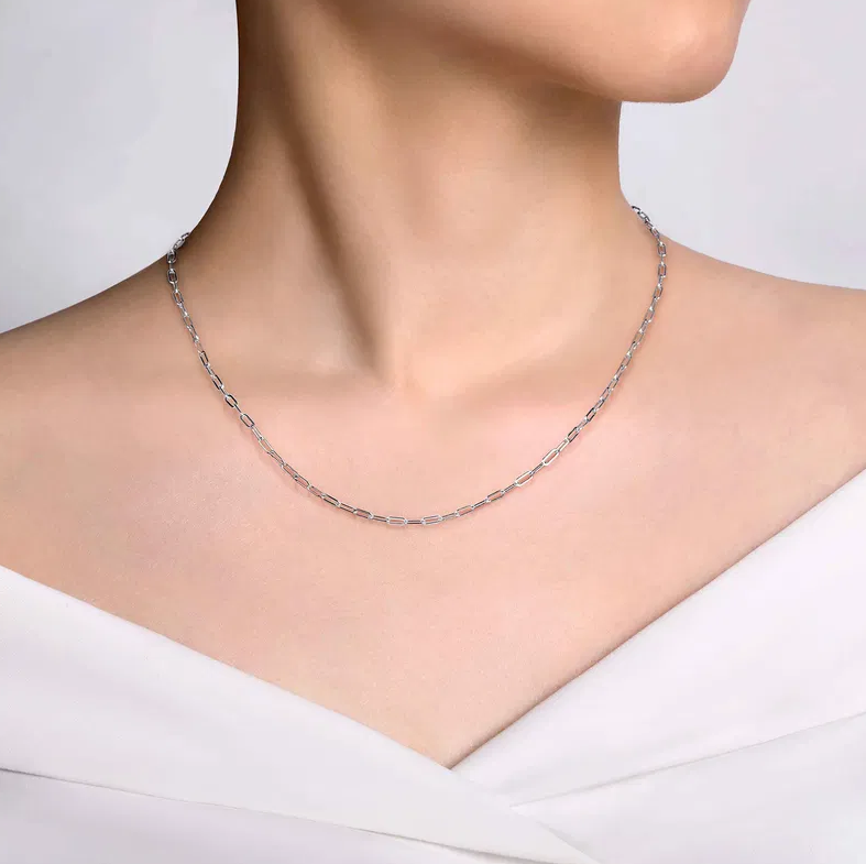 Sterling Silver Solid Paperclip Chain by Gabriel NY