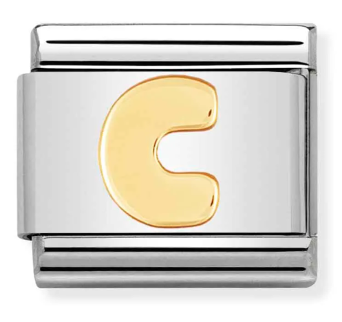 Stainless Steel & 18K Yellow Gold Letter C Initial Charm Main image