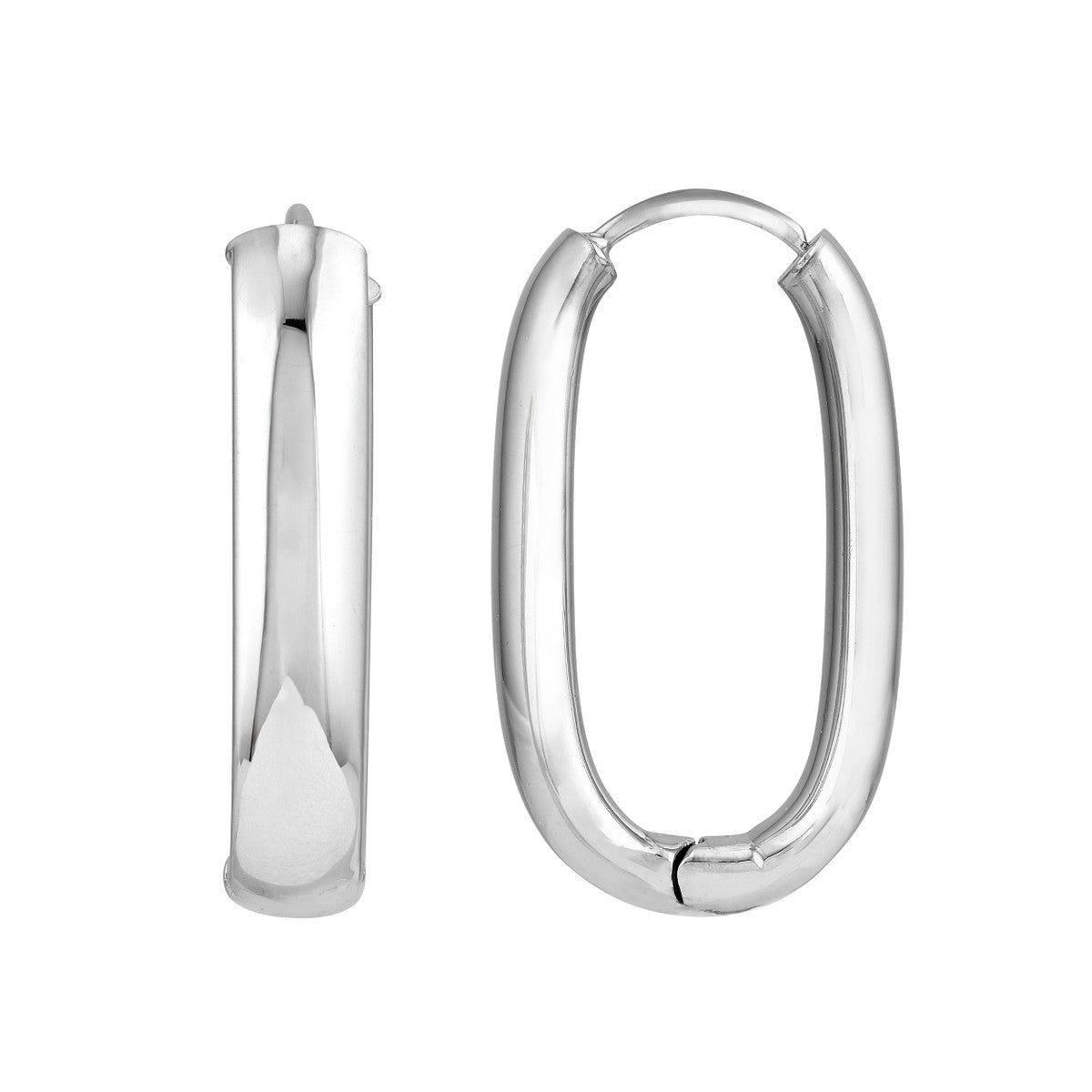 Sterling Silver Long Oval Hoop Earrings Main image