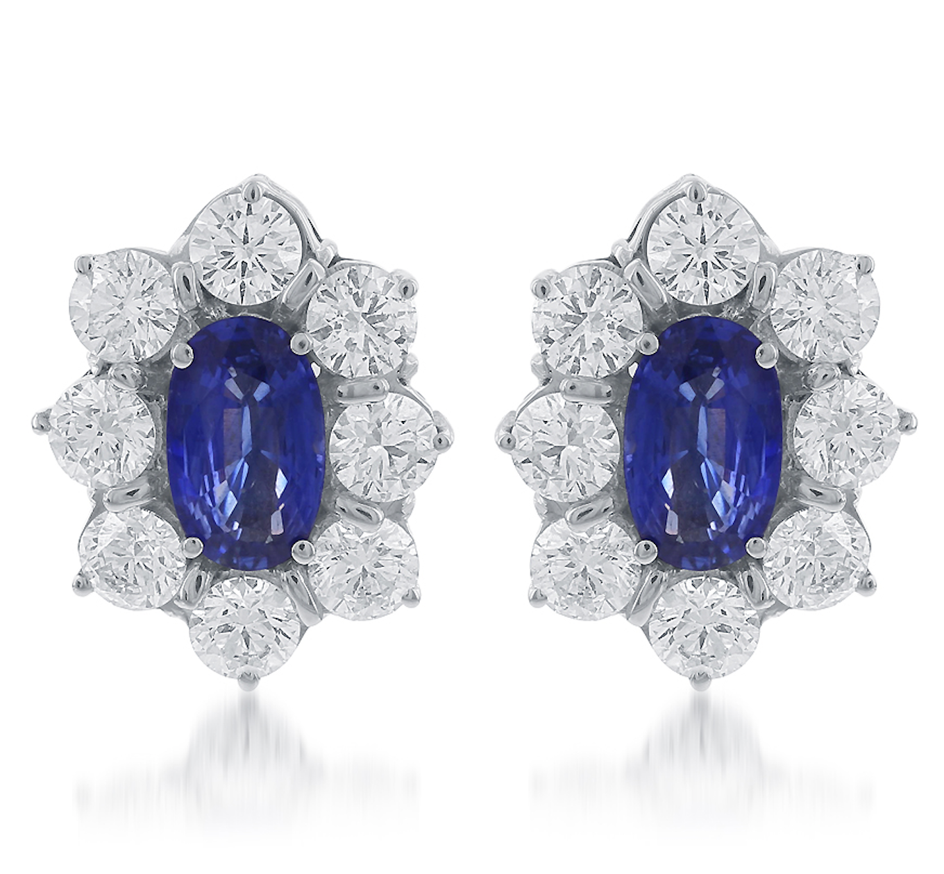 WG Oval Sapphire & Diamond Halo Studs