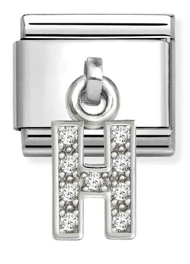 Stainless Steel & Sterling Silver Letter H Initial Dangle Charm
