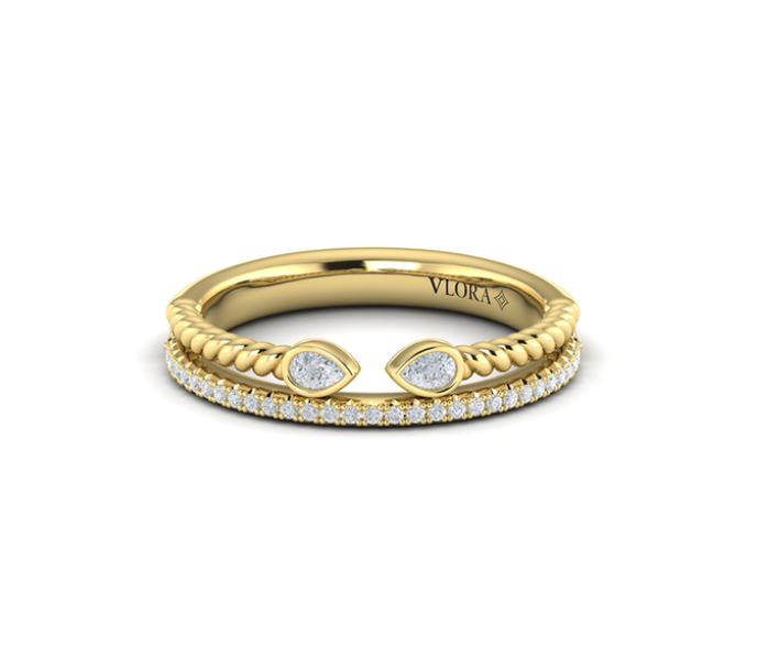 14K YG Pear Diamond Duo Pave Band by Vlora Main image