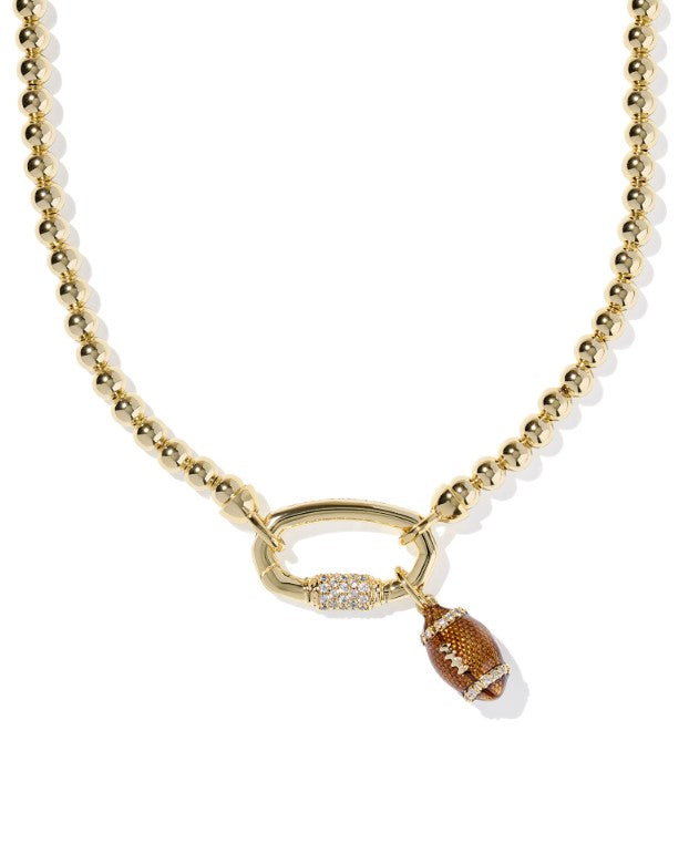 Gold Plated Football Metal Strand Necklace in White CZ by Kendra Scott Main image