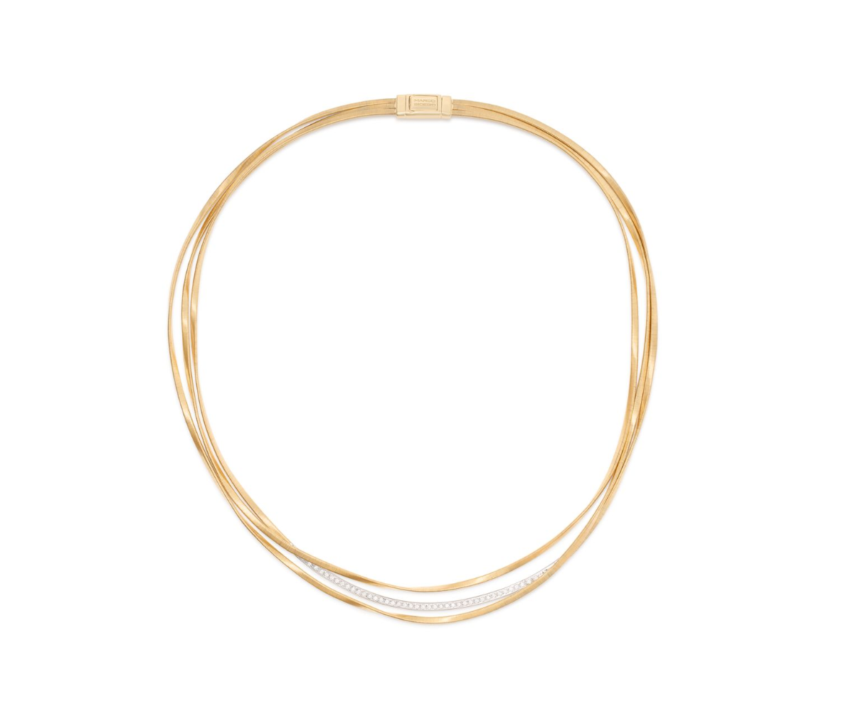 18K YG Marrakech 3-Strand Coil Necklace with Diamond Bar by Marco Bicego
