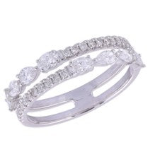 Platinum Multi Shape Two-Row Diamond Band