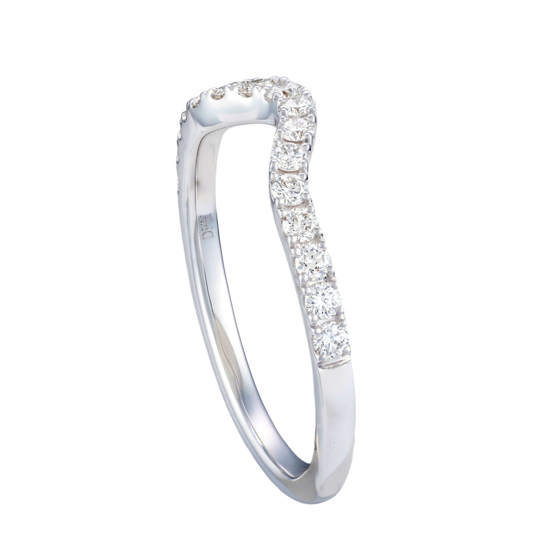 14K White Gold 1/3cttw Contour Curved Wedding Band by Diamonds Forever Secondary image