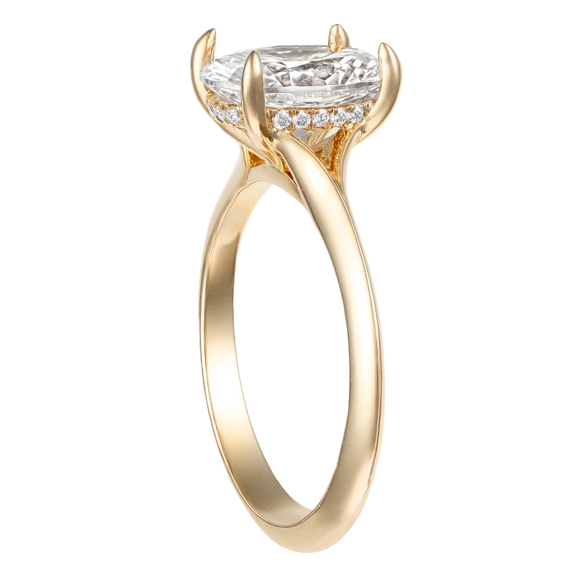 14K Yellow Gold Oval Split Shank Solitaire Semi-Mount with Hidden Halo Secondary image