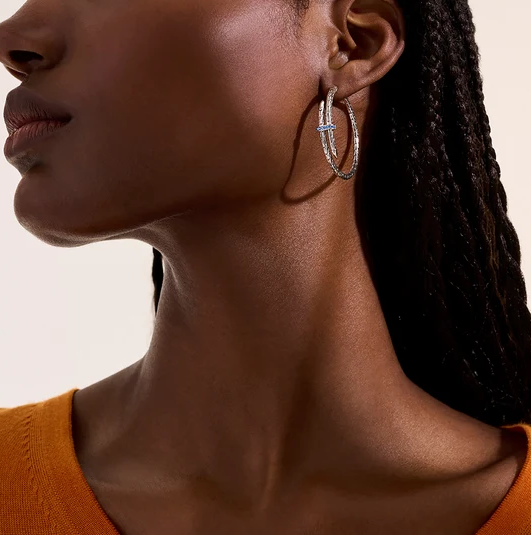 Sterling Silver Spear Hoops with Blue Sapphires by John Hardy