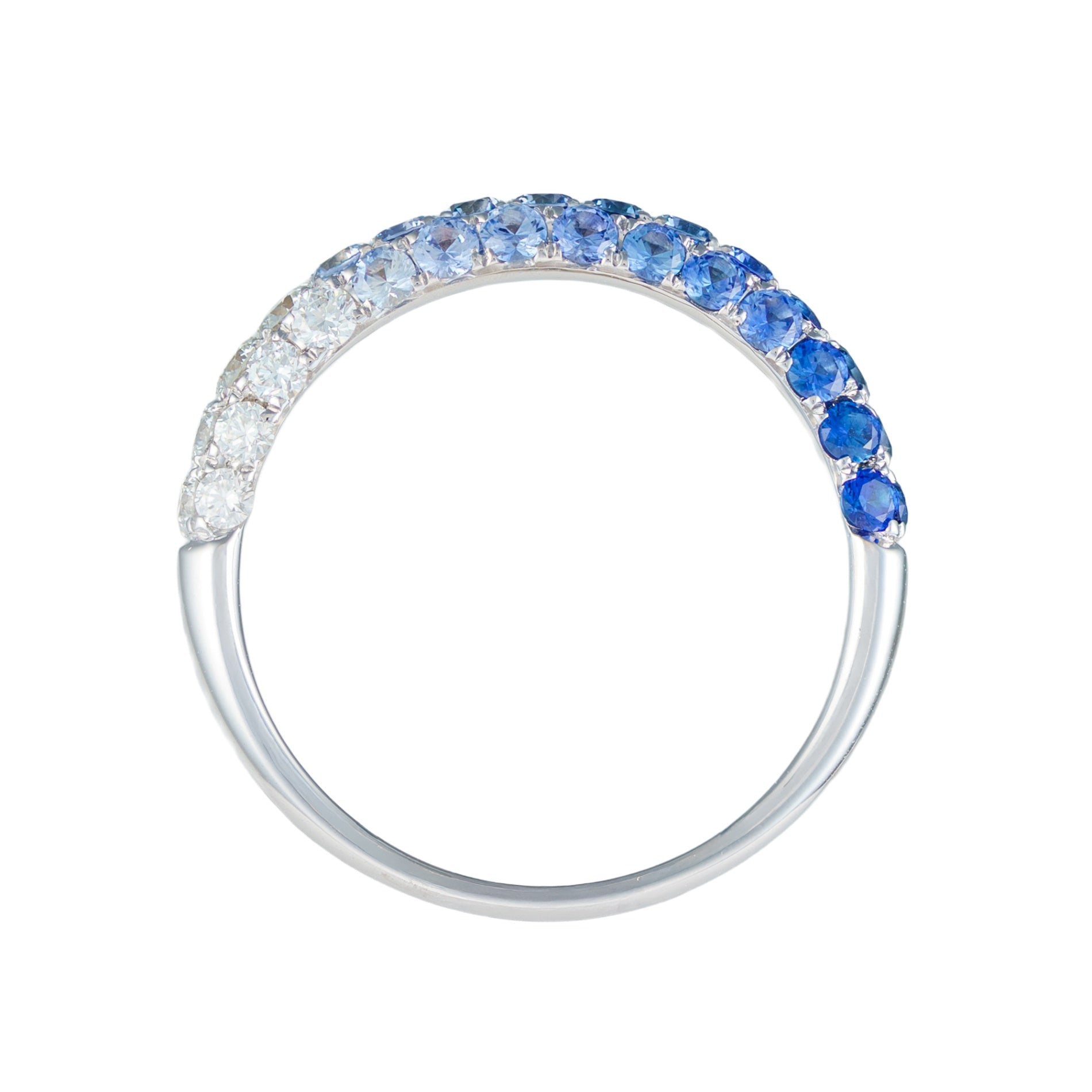 18K White Gold Ombre Blue Sapphire & Diamond Band by David Kord