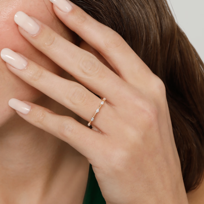 14K Yellow Gold Marquise Diamond Station Band by Gabriel NY