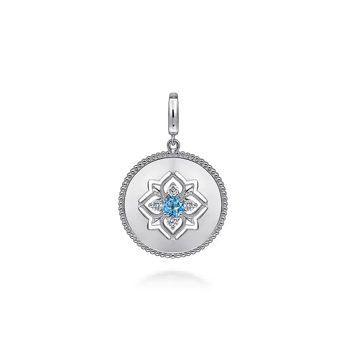 Sterling Silver Blue Topaz & White Sapphire Bujukan Medallion by Gabriel NY Main image