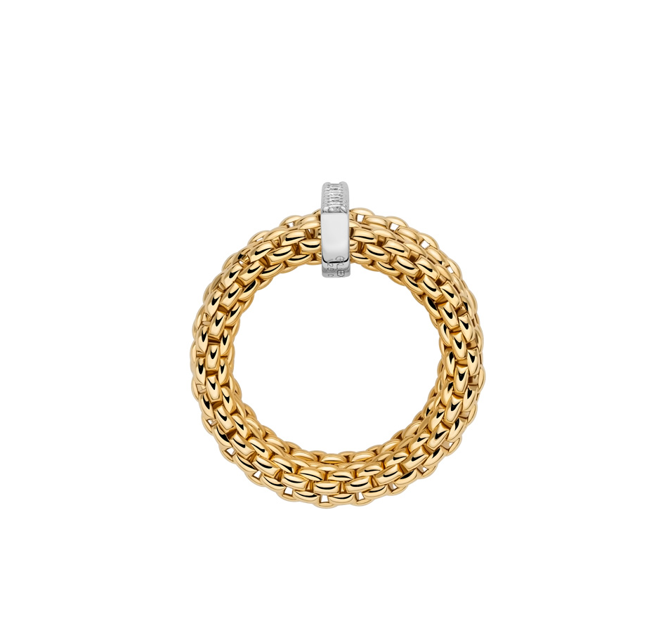 18K Yellow-White Gold Bicolor Prima Diamond Stacked Flex'It Ring by Fope