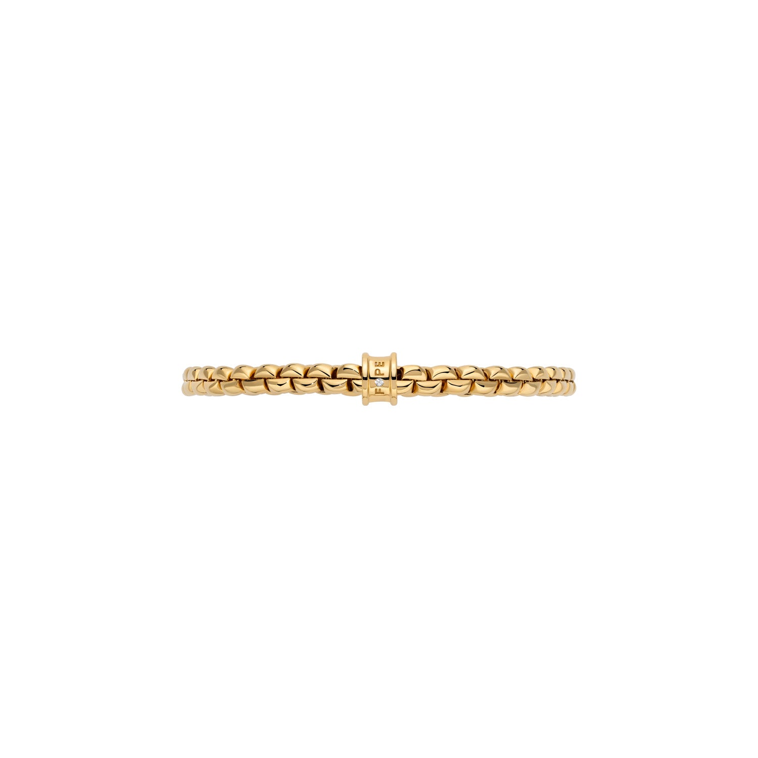 18K Yellow Gold "EKA" Gold Rondel Flex'It Bracelet with Diamond by FOPE