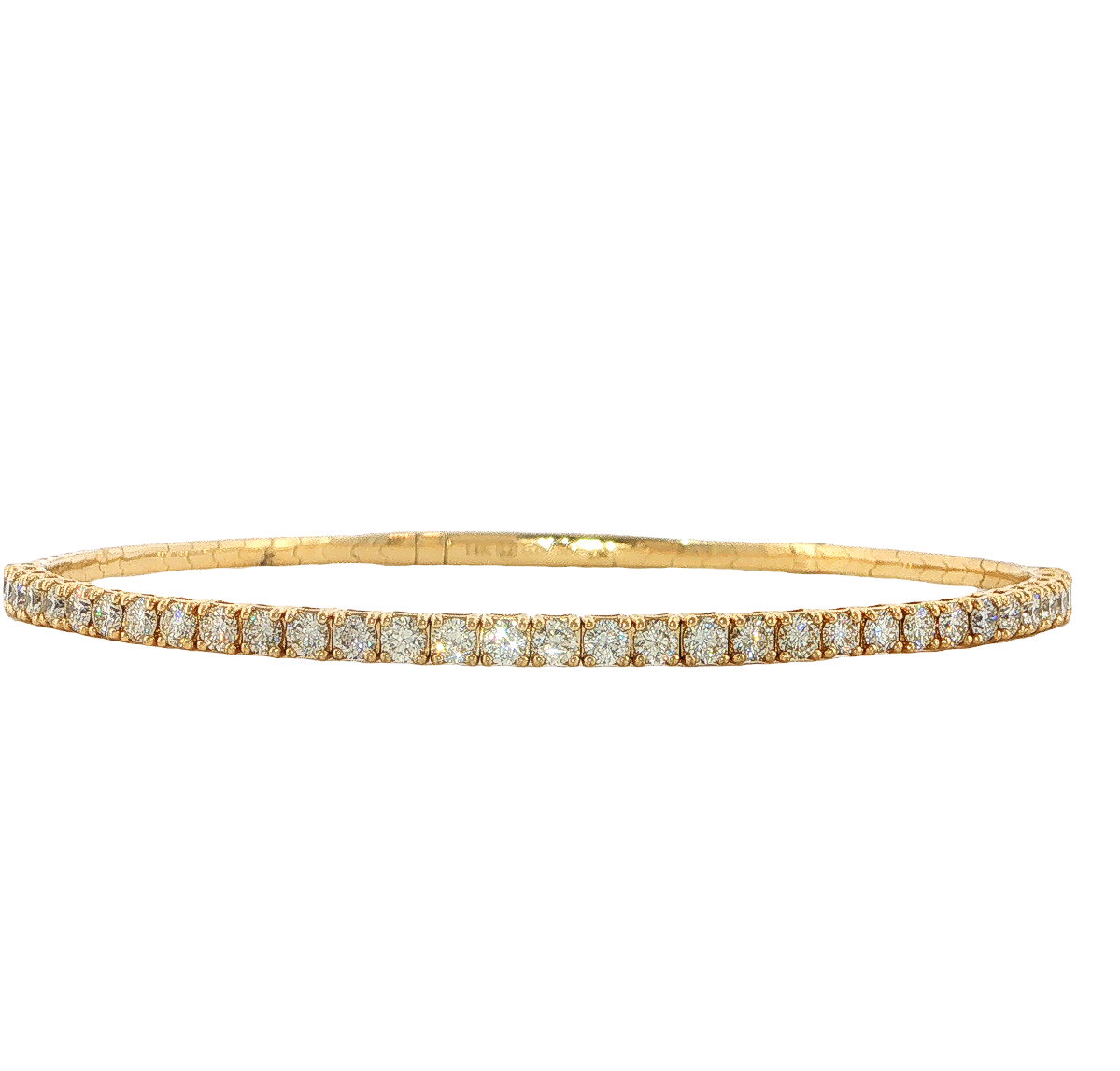 14K Yellow Gold 2cttw Diamond Line Flexi Bangle