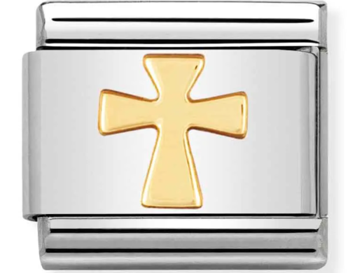 Stainless Steel & 18K Yellow Gold Cross Charm