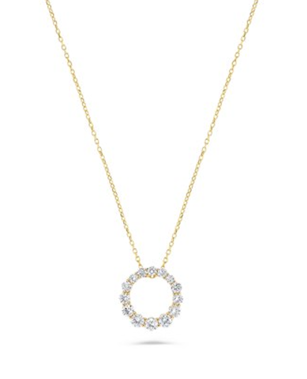 14K Yellow Gold Diamond Open Circle Graduated Pendant Necklace Main image