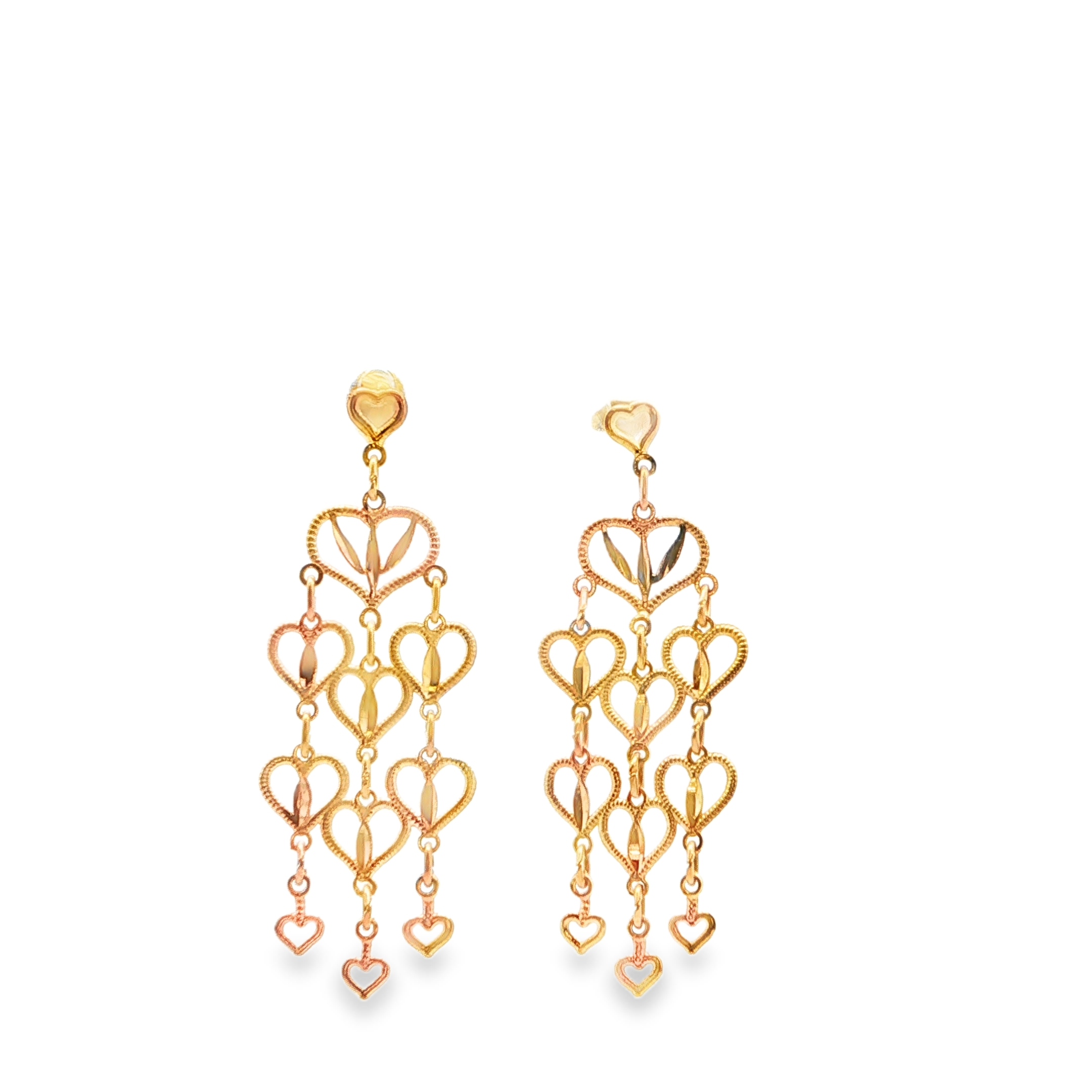 14K Chandelier Heart Dangle Earrings *Estate Item Sold as is, Final Sale* Main image