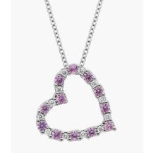 14K WG Pink Sapphire & 1/8cttw Diamond Heart Pendant Necklace Main image