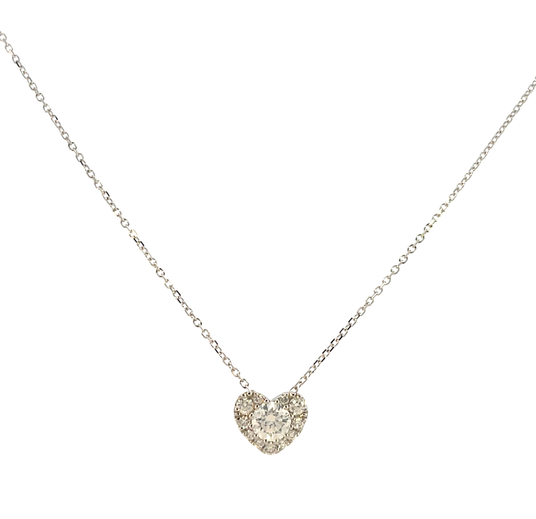 14K Yellow Gold Diamond Heart Pendant Necklace