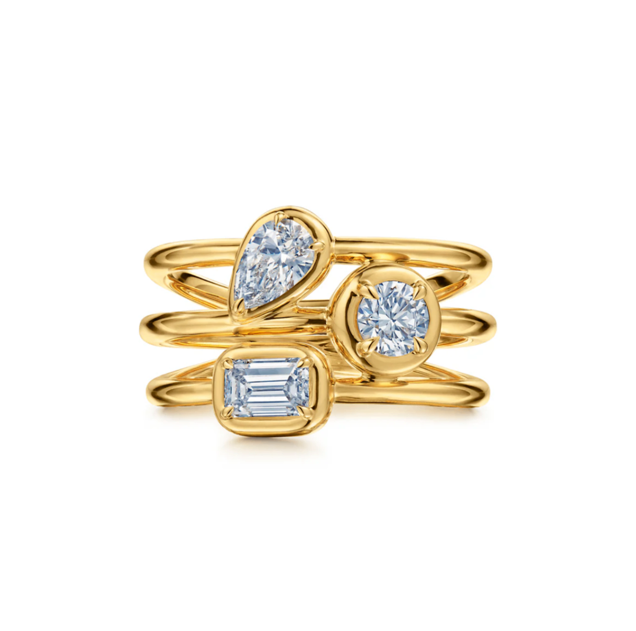 18K Yellow Gold Starry Night Bezel Set Diamond 3-Row Ring by KWIAT Main image