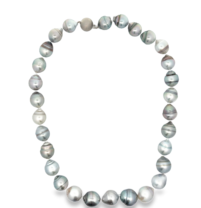 18K WG Multi Colored Baroque Tahitian Pearl Strand Necklace (14.8-12mm)