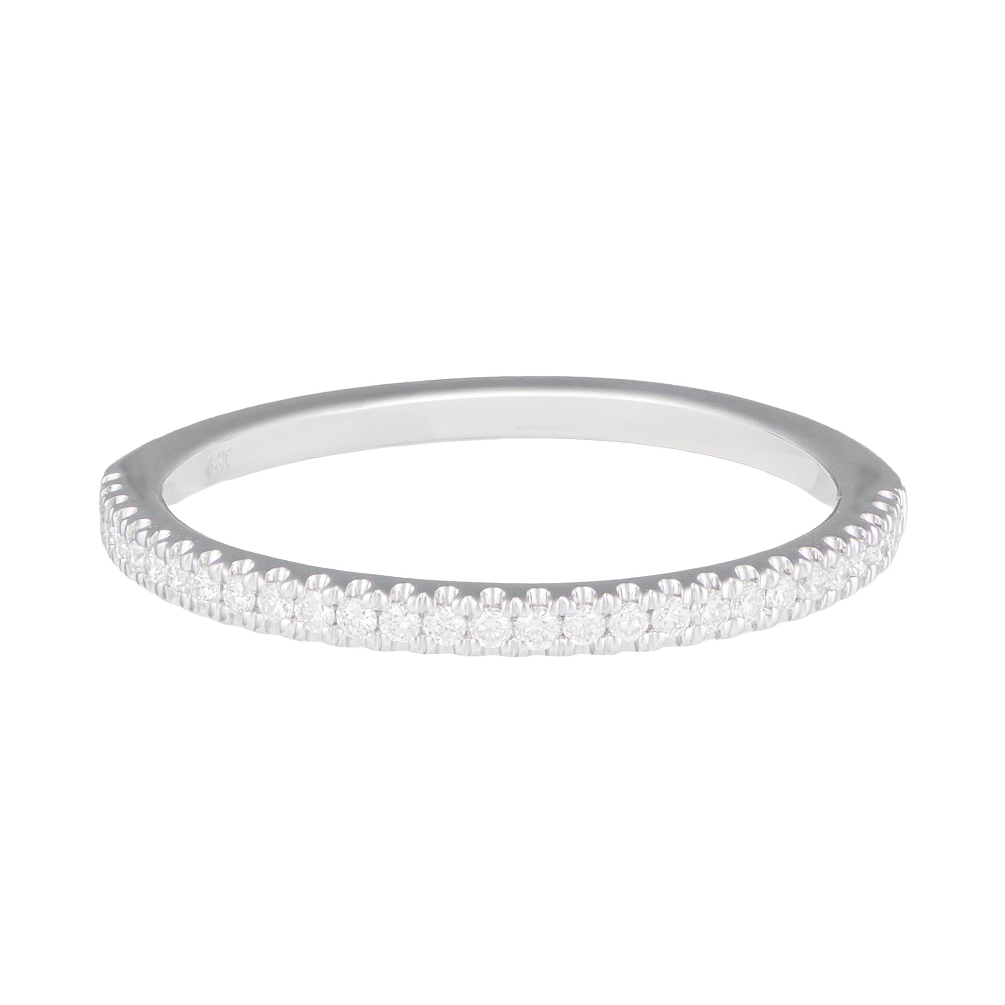 14K White Gold Petite Diamond Prong Set Wedding Band