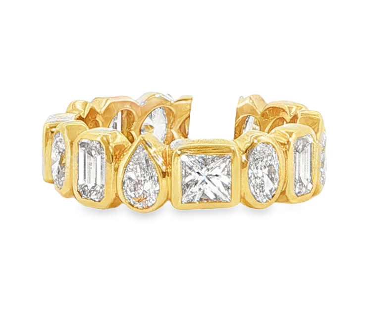 18K Yellow Gold Mixed Shape Bezel Set Diamond Eternity Band by Erica Courtney