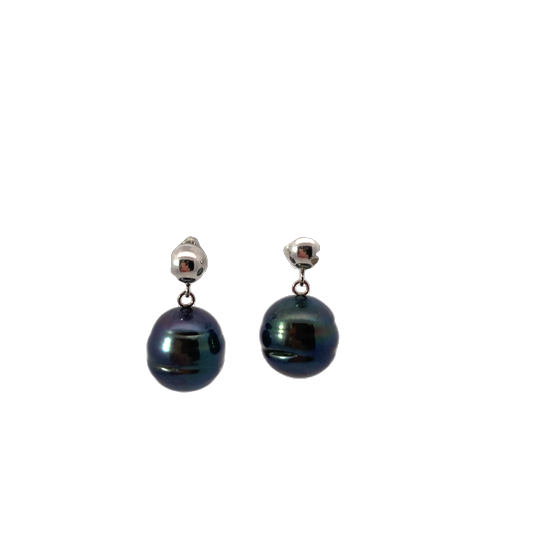 SS FW Baroque Ringed Blk Color Pearl Dangle Earrings *Estate Sale, As Is, Final Sale*