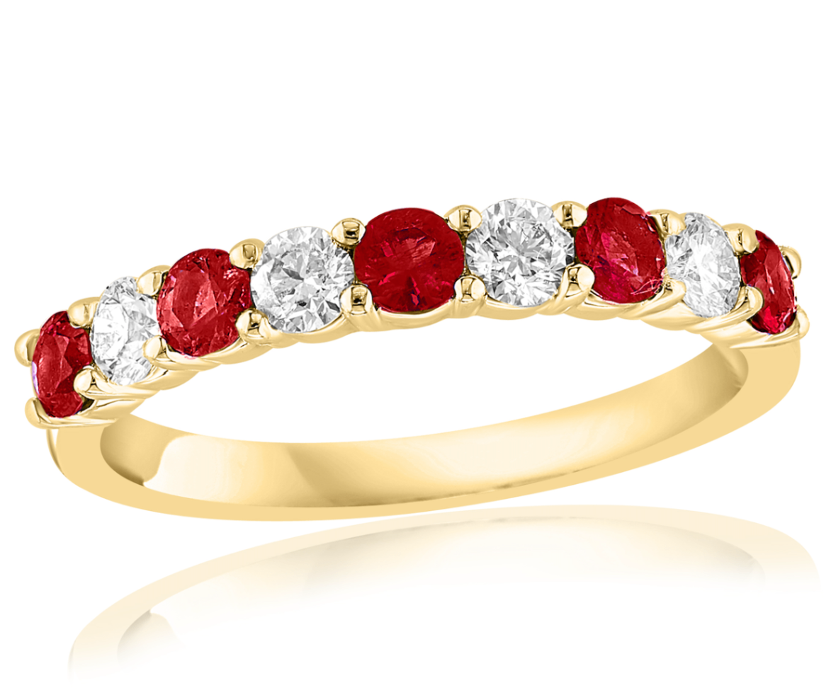 18K YG Ruby & Diamond Alternating Band Main image