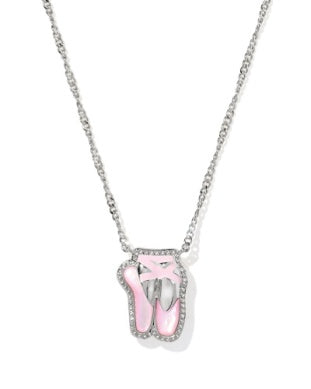 Rhodium Plated Ballet Short Pendant Necklace in Blush MOP by Kendra Scott Main image