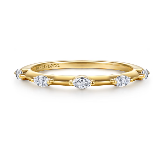 14K Yellow Gold Marquise Diamond Station Band by Gabriel NY Main image