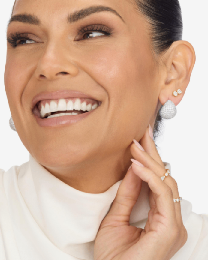 Silver Plated Norah Pave Earrings in White CZ by Melinda Maria