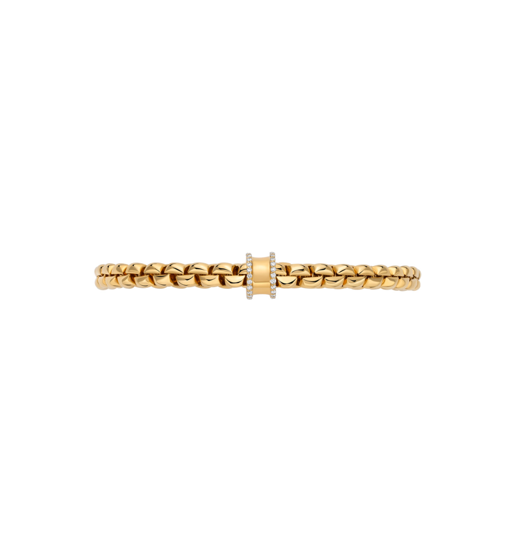 18K Yellow Gold Eka Diamond Edge Rondel Flex'It Bracelet by FOPE