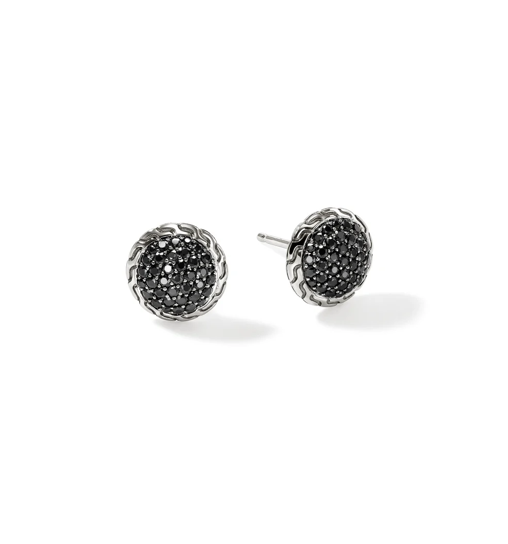 Sterling Silver Essentials Pave Treated Black Sapphire Studs by John Hardy