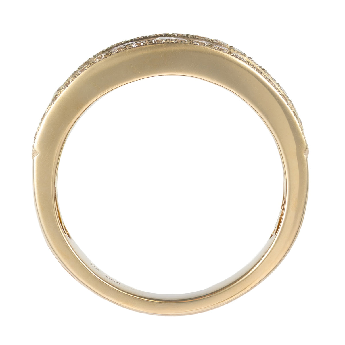 14K Yellow Gold Oval Diamond Three Row Band