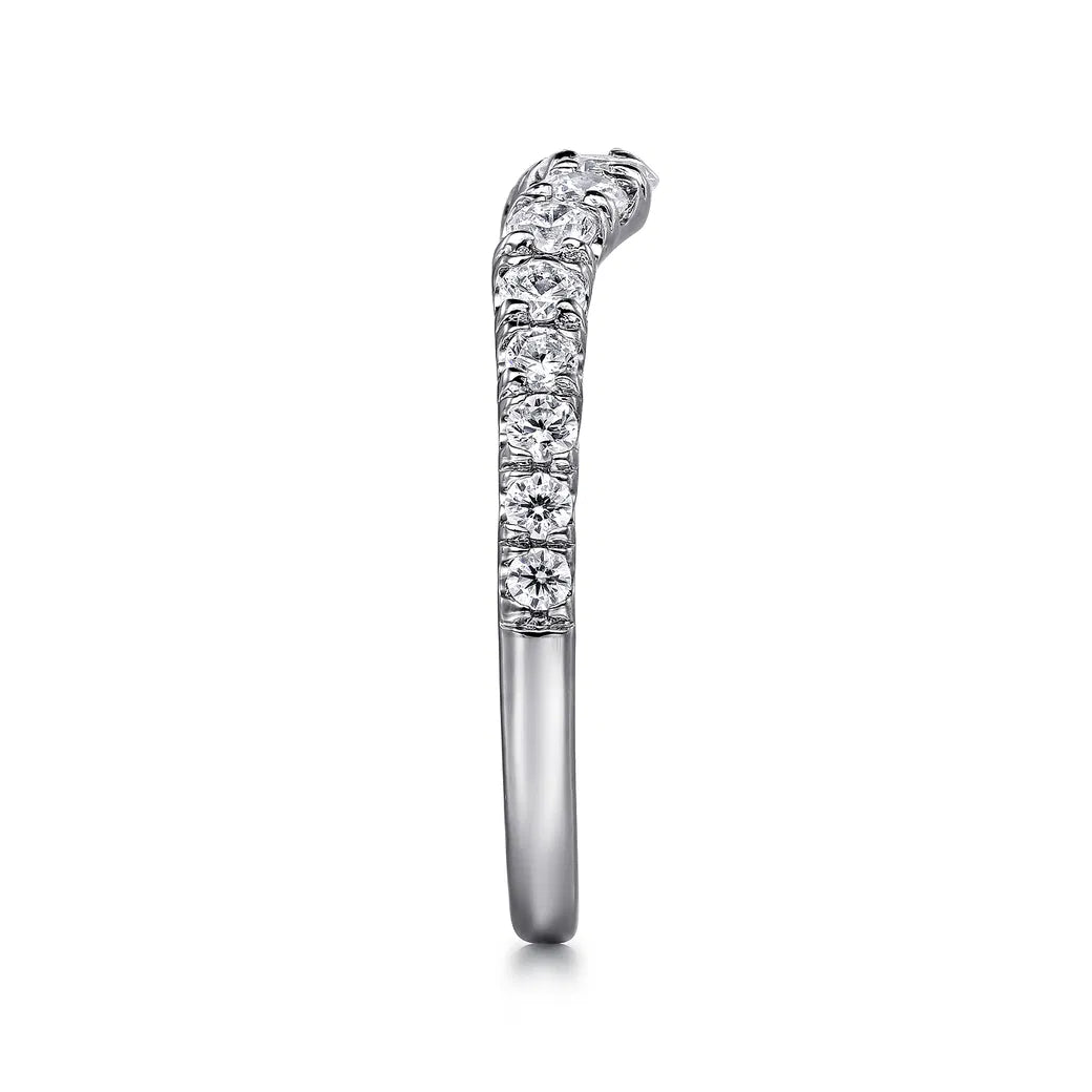 14K WG "Chambery" Curved French Pave 1/2cttw Diamond Wedding Band by Gabriel NY