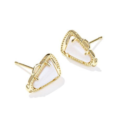 Gold Plated Cheer Stud Earrings in White MOP by Kendra Scott Main image