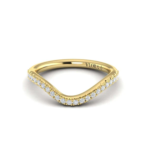 14K Yellow Gold 1/4cttw Diamond Contour Band by Vlora
