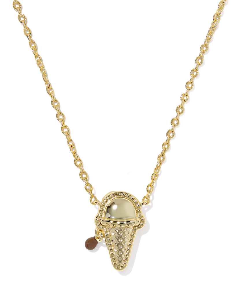 Gold Plated Ice Cream Pendant in Brown Magnesite by Kendra Scott
